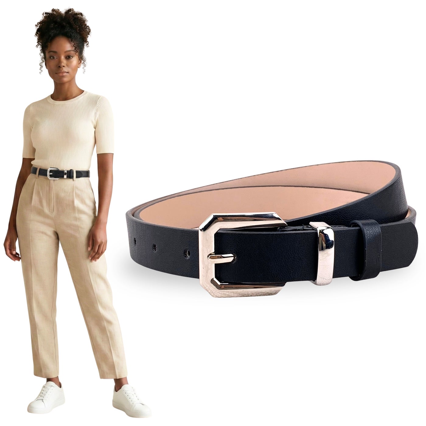 Classic Milano Women's Belt with Gift Box | Faux Leather Ladies Belt for Dresses, Jeans & Gowns | Stylish Womens Belt | Adjustable Girls Belt | Belt for Women with Elegant Buckle